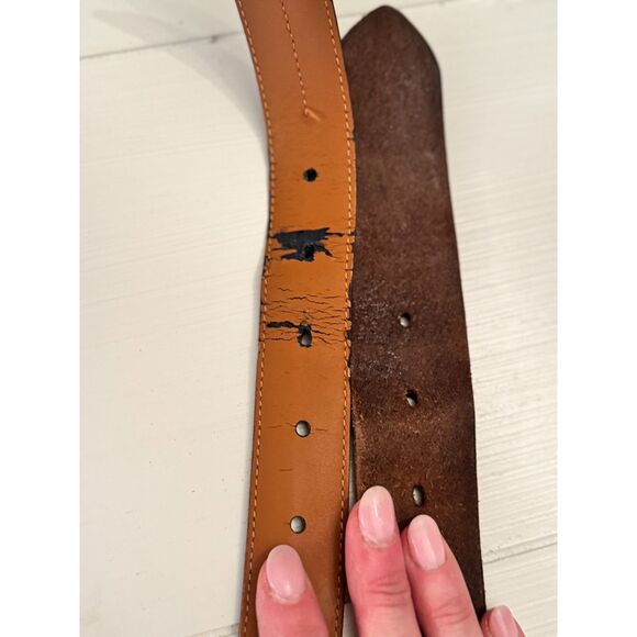 Chaps & Timberland Men’s Leather Belt Bundle Brown 41” Distressed Classic Casual - Picture 4 of 7